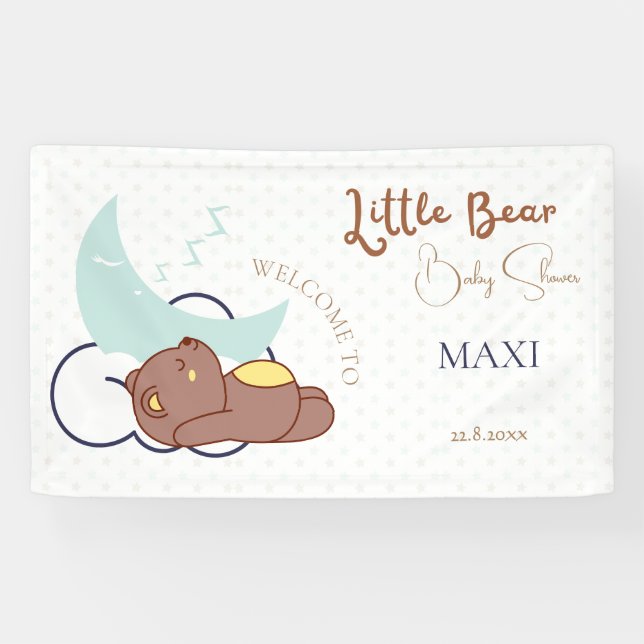 Dreamy Little Bear Cloud Baby Dusche Willkommen Banner (Horizontal)