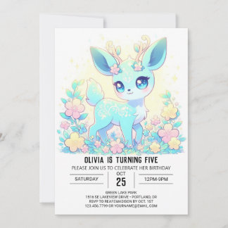 Dreamy Magical Deer Digital Geburtstag Einladung