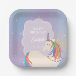 Dreamy Magical Rainbow Unicorn Girl Birthday Party Pappteller