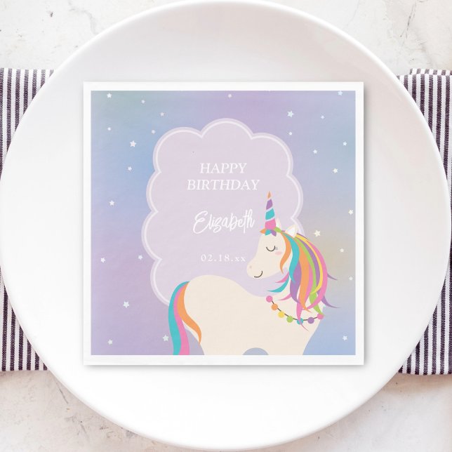 Dreamy Magical Rainbow Unicorn Girl Birthday Party Serviette (Von Creator hochgeladen)