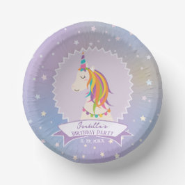 Dreamy Magical Rainbow Unicorn Girly Birthday Pappteller