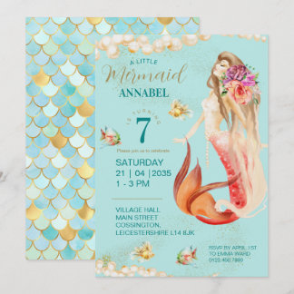Dreamy Mermaid Birthday Party Einladung