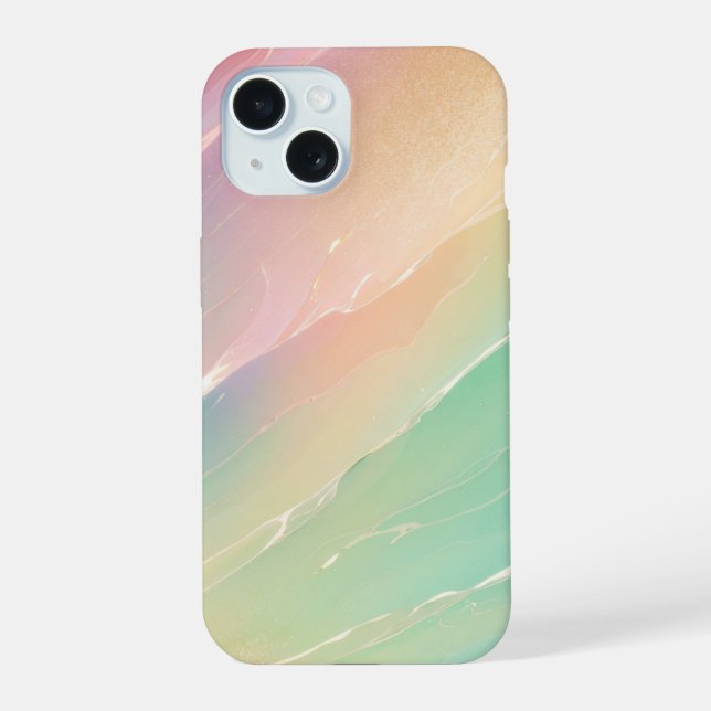 Dreamy Mermaid Shimmer Pastel Rainbow Phone Case iPhone 15 Hülle (Rückseite)