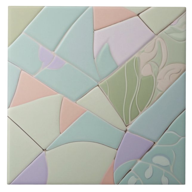 Dreamy Mint Abstrakt Moderne Pastel Imitats Mosaik Fliese (Vorderseite)