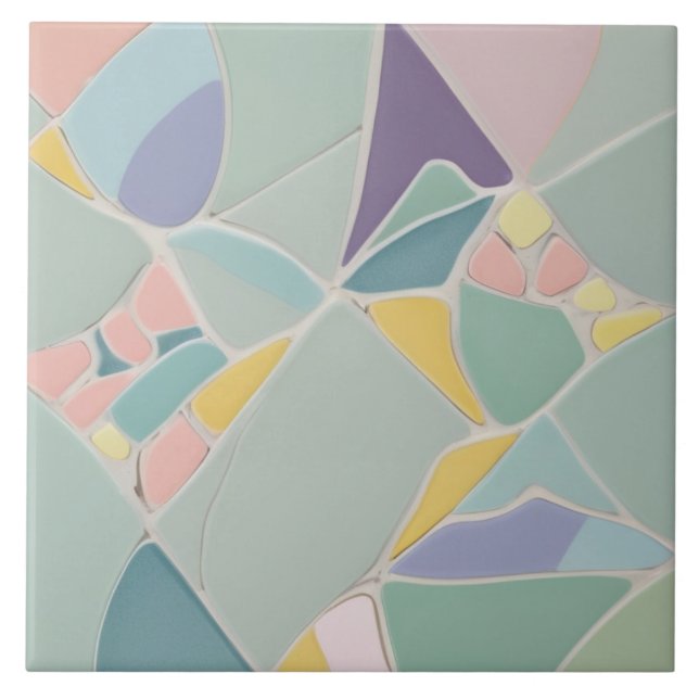 Dreamy Mint Abstrakt Moderne Pastel Mosaik Fliese (Vorderseite)
