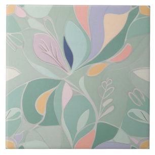 Dreamy Mint Botanische Abstrakte Moderne Pastell Fliese