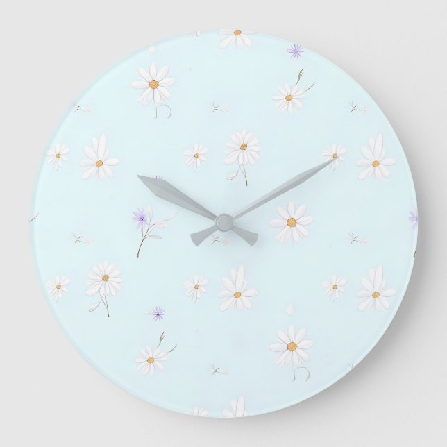 Dreamy Mint Meadow Große Wanduhr (Vorderseite)