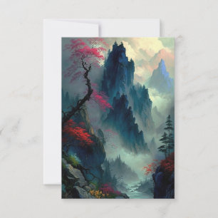 Dreamy Misty Mountain Landschaft Flachbild-Karte