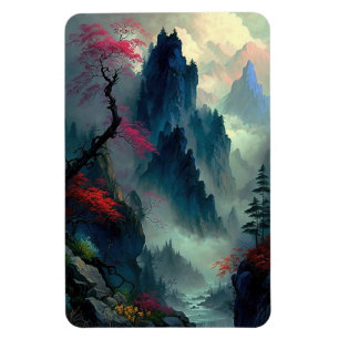 Dreamy Misty Mountain Landschaft Foto Magnet