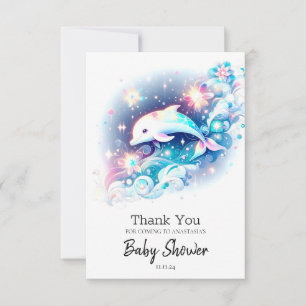 Dreamy Modern Dolphin Baby Dusche Dankeskarte