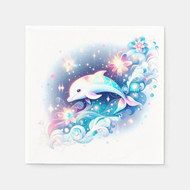 Dreamy Modern Dolphin Baby Dusche Serviette (Vorderseite)