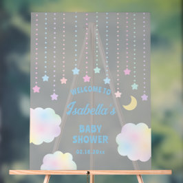 Dreamy Moon and Stars Neutrale Baby Dusche Willkom Acrylschild