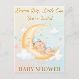 Dreamy Moon Baby Shower Invitation - Sleeping Baby Einladungspostkarte