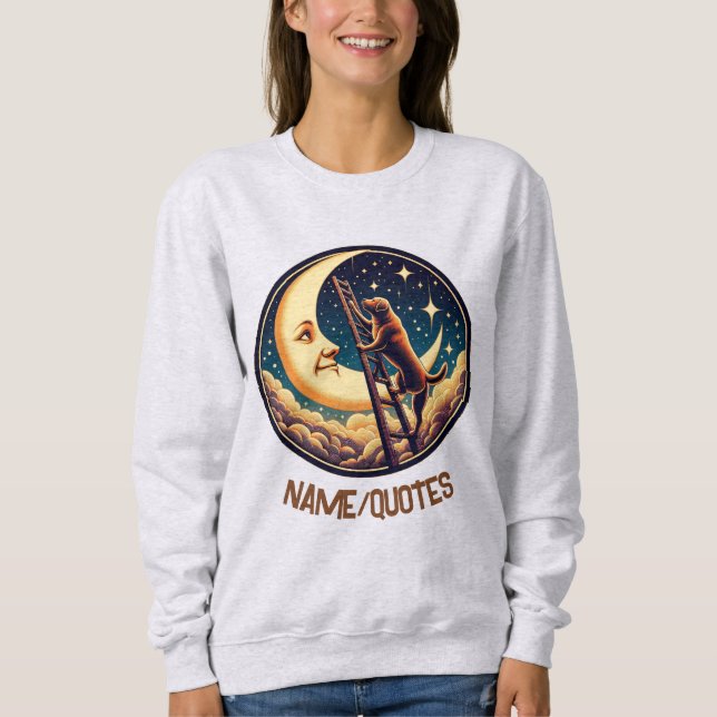 Dreamy Moon & Dog Climbing Ladder Sweatshirt (Vorderseite)