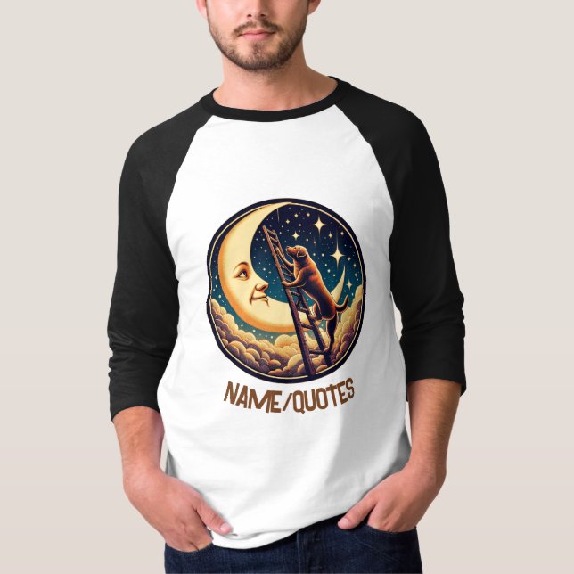 Dreamy Moon & Dog Climbing Ladder T-Shirt (Vorderseite)