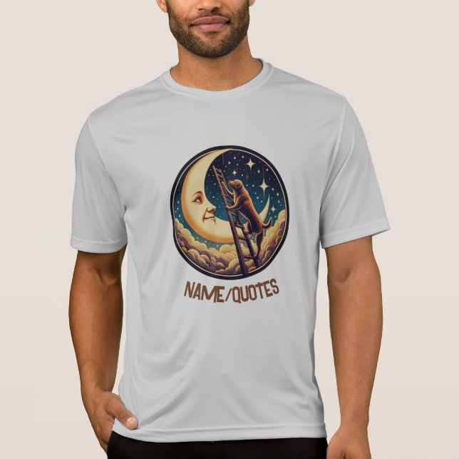Dreamy Moon & Dog Climbing Ladder T-Shirt (Vorderseite)
