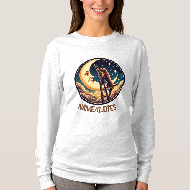 Dreamy Moon & Dog Climbing Ladder T-Shirt (Vorderseite)