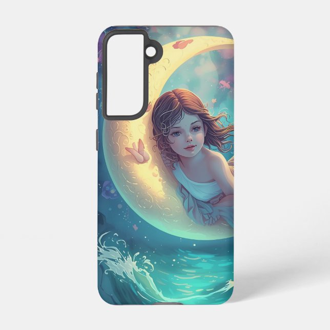 Dreamy Moon Girl Samsung Case Design | Cute Baby M Samsung Galaxy Hülle (Rückseite)