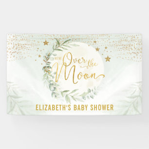 Dreamy Moon Star Greenery Gold Baby Dusche Willkom Banner
