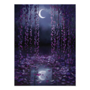 Dreamy Moonlight Willow Tree Fotodruck