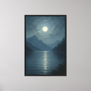 Dreamy Moonlit Bergsee Landschaft Leinwanddruck