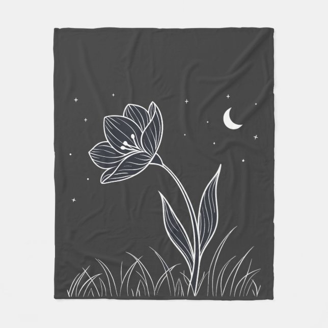 Dreamy Moonlit Blume Kunst, Dichtung und Musik Fleecedecke (Vorderseite)