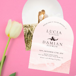 Dreamy Mountain Watercolor Foto Hochzeit Einladung