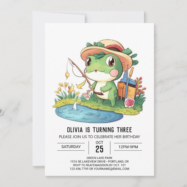 Dreamy Niedlich Frog Digital Geburtstag Einladung (Vorderseite)