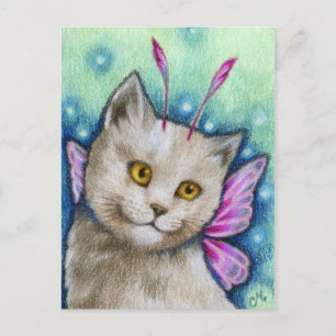 Dreamy - Niedliche russische Blue Cat Fairy Art Postkarte