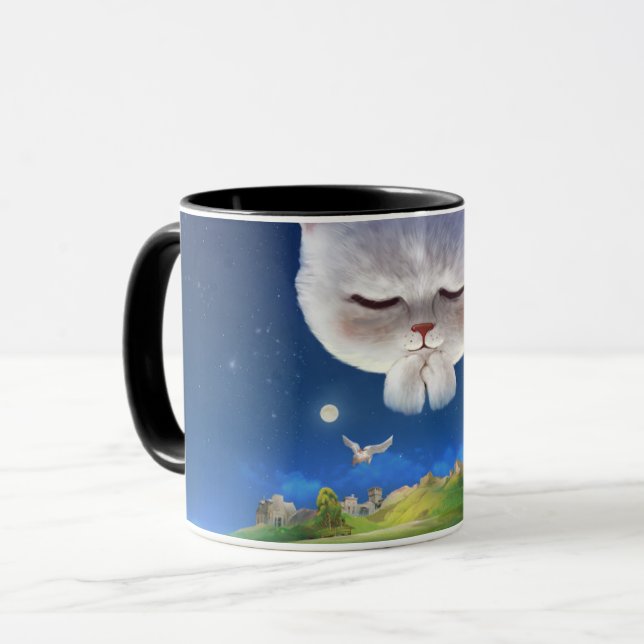 Dreamy Night Sky mit Cat Tasse (Vorderseite Links)