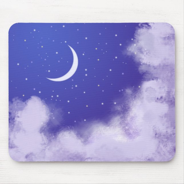 Dreamy Night Sky mit Crescent Moon Mousepad (Vorne)