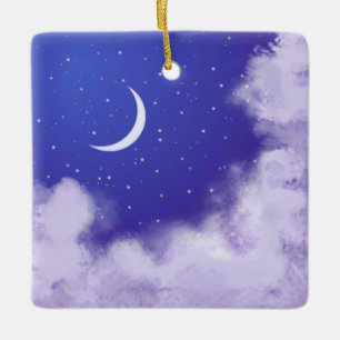 Dreamy Night Sky mit Crescent Moon Personalisiert Keramikornament
