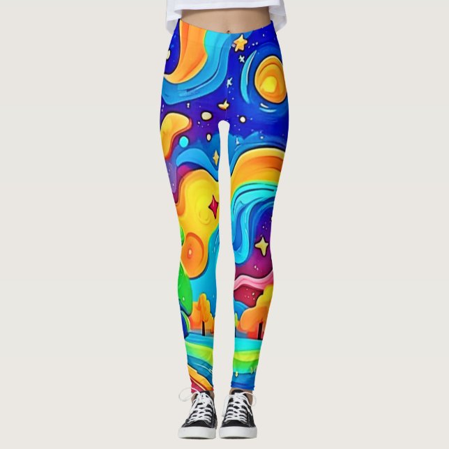 Dreamy Night: Starry Landscape Leggings (Vorderseite)