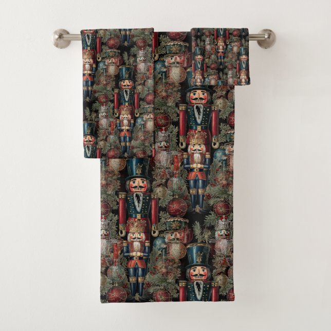 Dreamy Nutcracker Christmas Deep Blue Badhandtuch Set (Insitu)