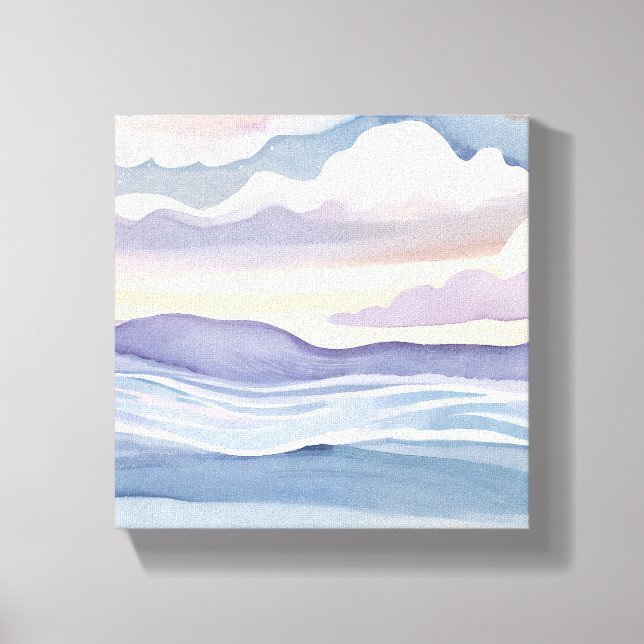 Dreamy Ocean Waves | Aquarell Leinwanddruck (Vorderseite)