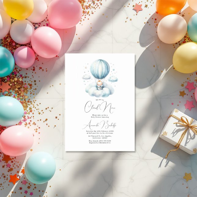 Dreamy on Cloud 9 Babydusche Einladung (Dreamy On Cloud 9 Baby Shower Invitation)