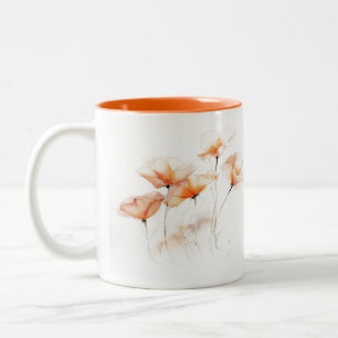 Dreamy Orange Florals Zwei-Tone-Tasse Zweifarbige Tasse
