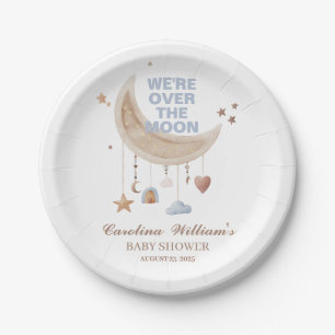 Dreamy Over the Moon Blue Babydusche Pappteller
