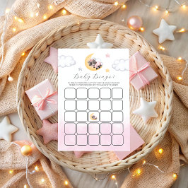 Dreamy Over the Moon Girl Baby Shower Bingo Game