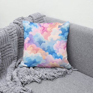 Dreamy Pastel Abstraktes Cloud-Muster in Wasserfar Kissen
