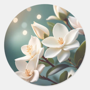 Dreamy Pastel Background mit Gardenia Accents Runder Aufkleber