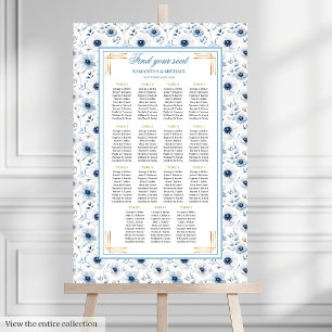 Dreamy Pastel Blue Gold Aquarelltafel Poster