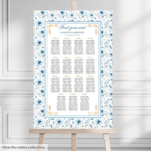 Dreamy Pastel Blue Gold Aquarelltafel Poster