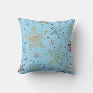"Dreamy Pastel Blue Star Pattern Throw Kissen