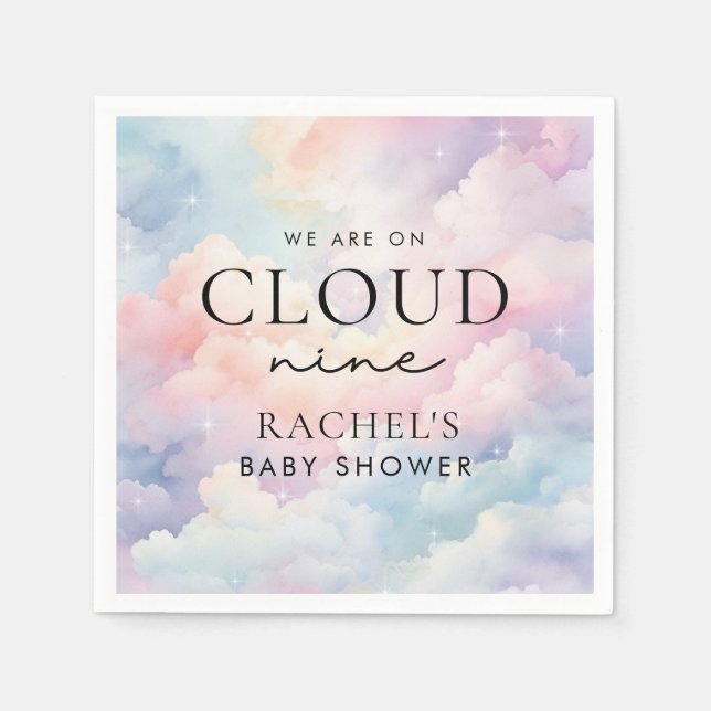 Dreamy Pastel Cloud Nine Baby Dusche Serviette (Vorderseite)