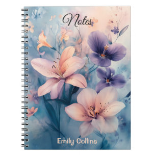 Dreamy Pastel Floral Art mit Lilien und weichen Bl Notizblock
