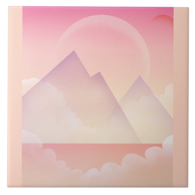 Dreamy Pastel Mountain Landschaft Fliese (Vorderseite)
