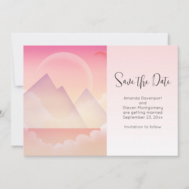 Dreamy Pastel Mountain Landschaft Hochzeit Save The Date (Vorderseite)