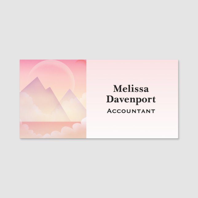 Dreamy Pastel Mountain Landschaft Namensschild (Vorderseite)