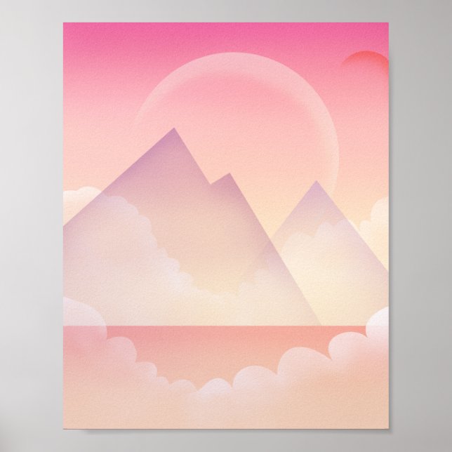 Dreamy Pastel Mountain Landschaft Poster (Vorne)